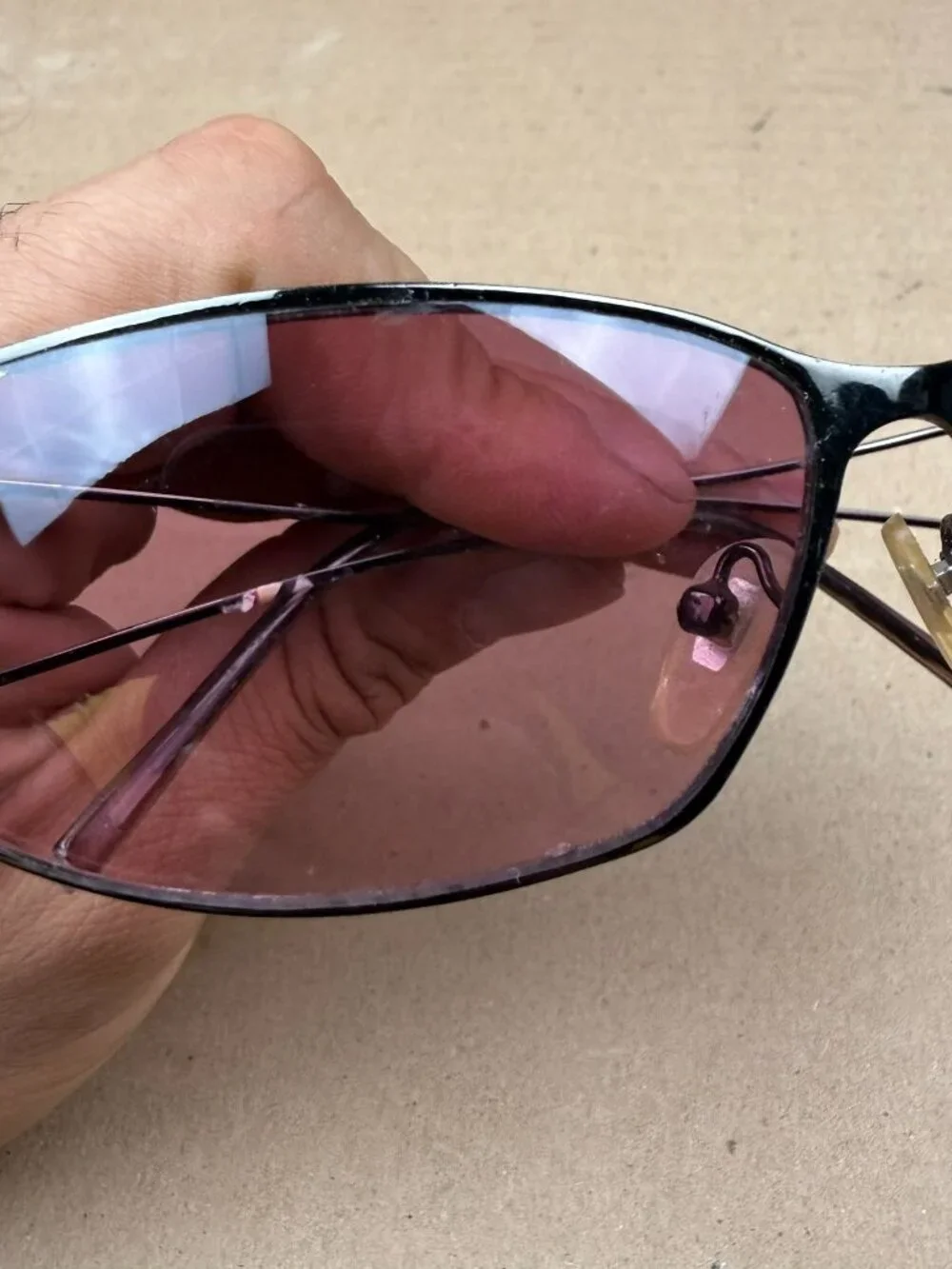 Men's Vintage Style Sunglasses Pink Tinted Lens DAMAGE